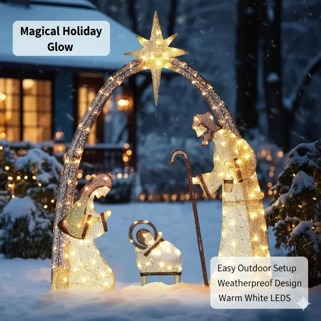 Outdoor Lighting Effects - Escena de Natividad navideña de 5,5